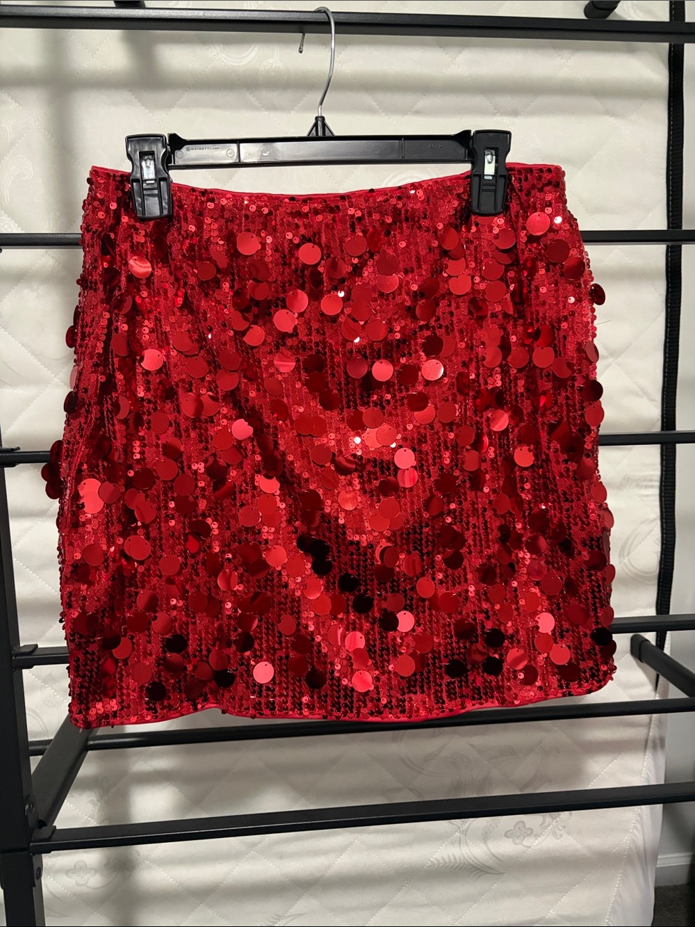 SHEIN Red Sequin Mini Skirt